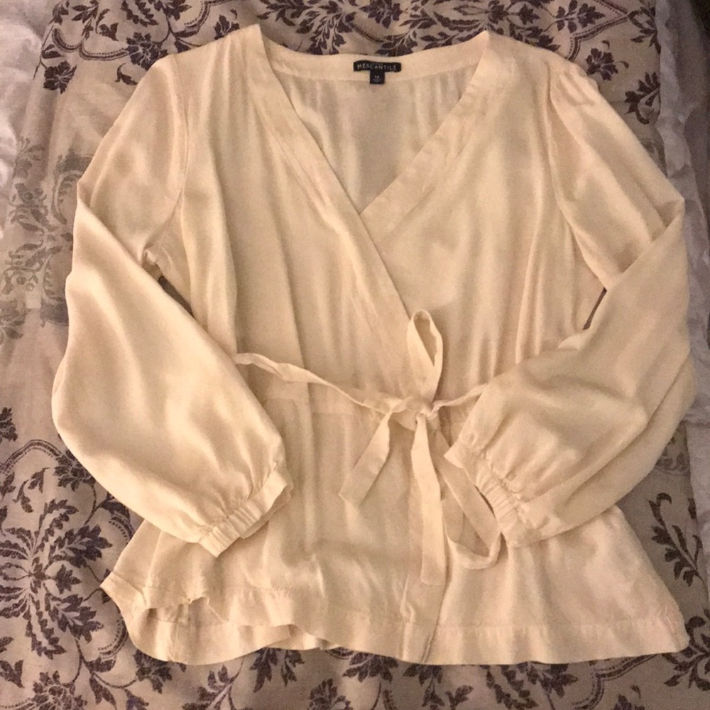 JCrew factory wrap waist blouse